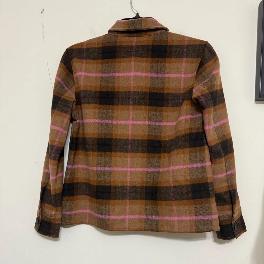 BB Dakota Plaid Jacket Boxy Shacket by Steve Madden Brown Pockets Women’s Size S